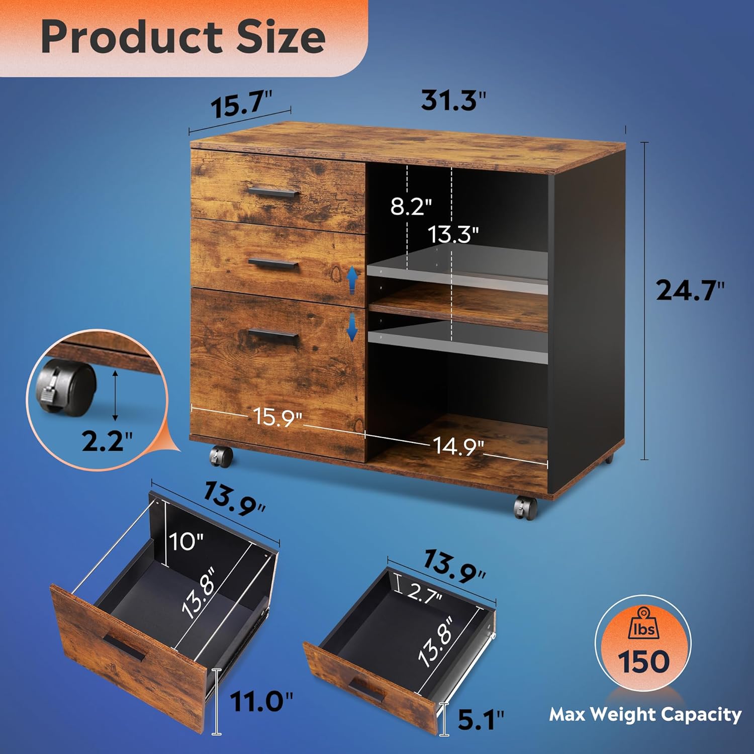 Modern 3-Drawer Lateral File Cabinet