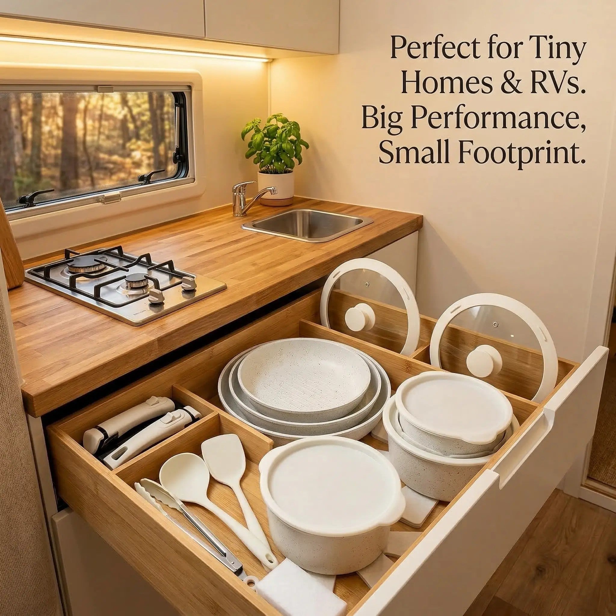 20-Piece Nonstick Cookware Set – Detachable Handles