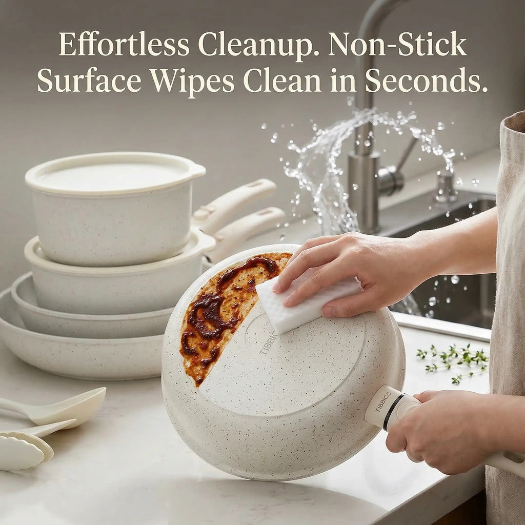 20-Piece Nonstick Cookware Set – Detachable Handles